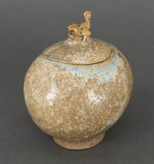 Bonbonnière pot couvercle Bode Willumsen grès forme d'œuf nid oiseau