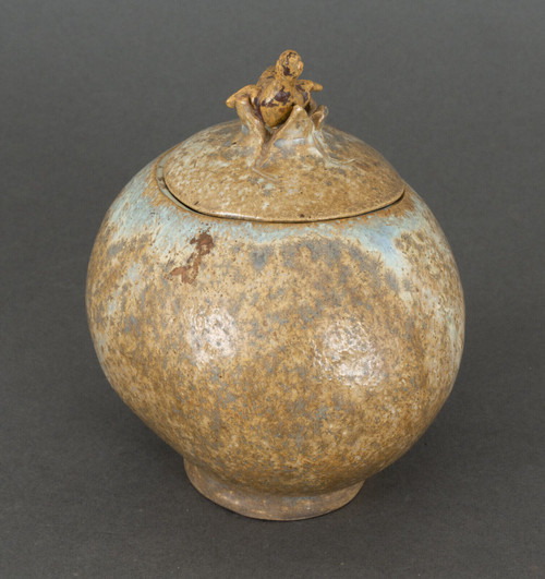 Bonbonnière pot couvercle Bode Willumsen grès forme d'œuf nid oiseau