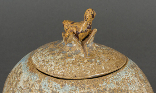 Bonbonnière pot couvercle Bode Willumsen grès forme d'œuf nid oiseau