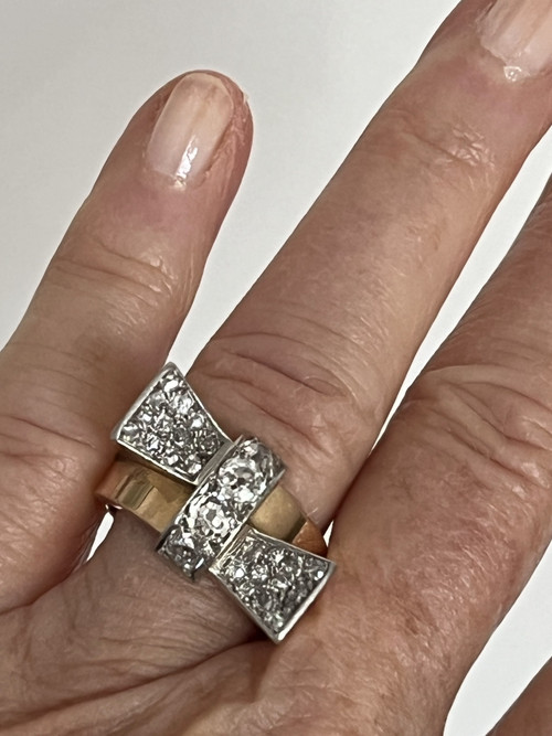 6168- Bague Tank Or Jaune Diamants 1,00 ct