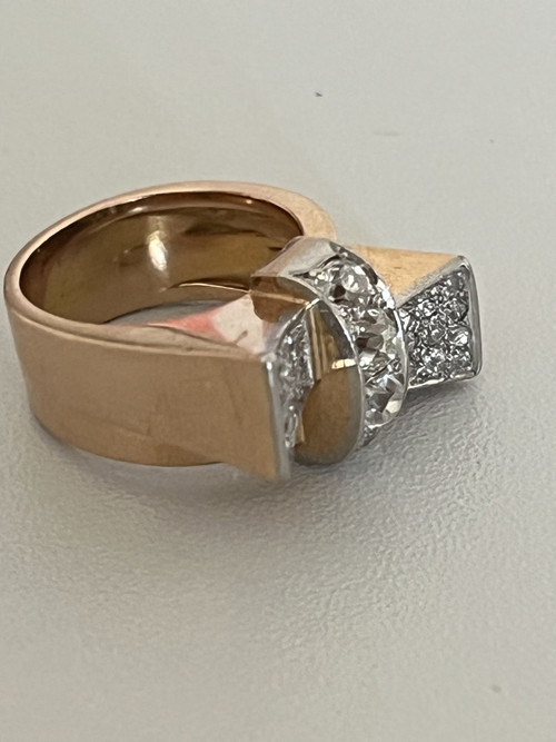 6168- Bague Tank Or Jaune Diamants 1,00 ct