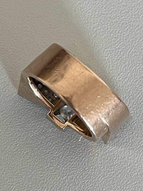 6168- Bague Tank Or Jaune Diamants 1,00 ct
