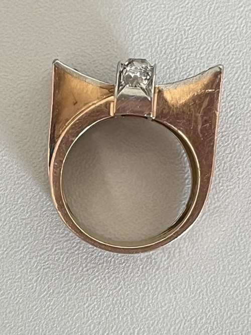 6168- Bague Tank Or Jaune Diamants 1,00 ct