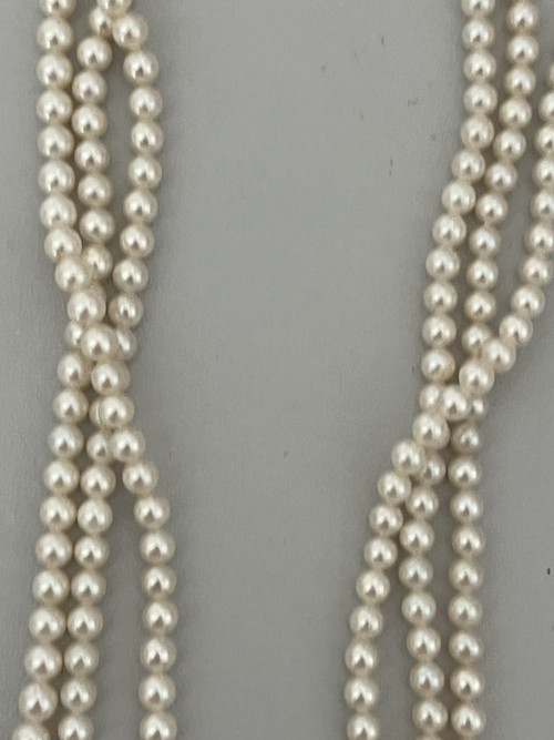 Collier de Chien 3 Rangs Perles Fermoir Or Jaune