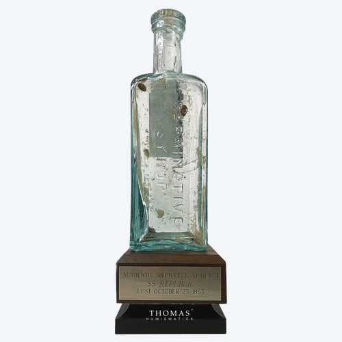 GLASFLASCHE - MARSDEN'S CARMINATIVE SYRUP - SCHATZ SCHIFFBRUCH - SS REPUBLIC