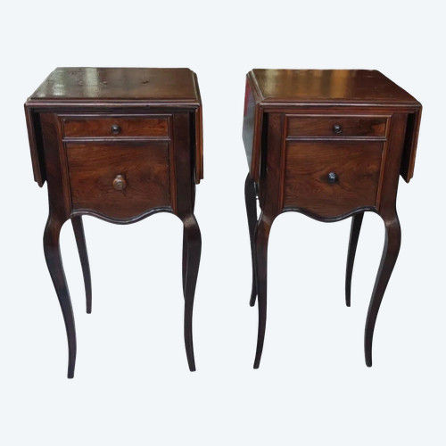 Paire de Chevets Ancien  En palissandre de Rio  19 ème siècle  Style Louis XV