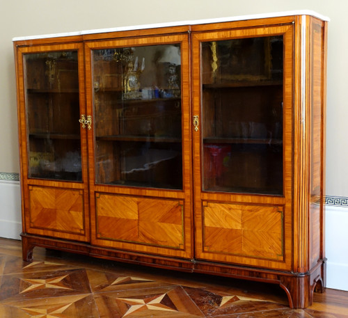 Libreria intarsiata d'epoca Luigi XVI - 182 cm x 133 cm x 31 cm