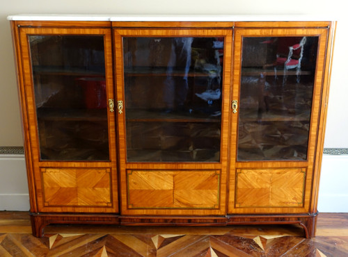 Libreria intarsiata d'epoca Luigi XVI - 182 cm x 133 cm x 31 cm