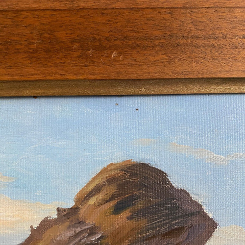 Oil on cardboard by E. Stefanski Les Rochers de Sion early 20th century