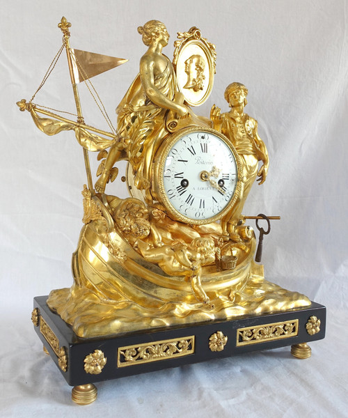 Allegory of maritime trade clock in gilt bronze - Louis XVI period circa 1775