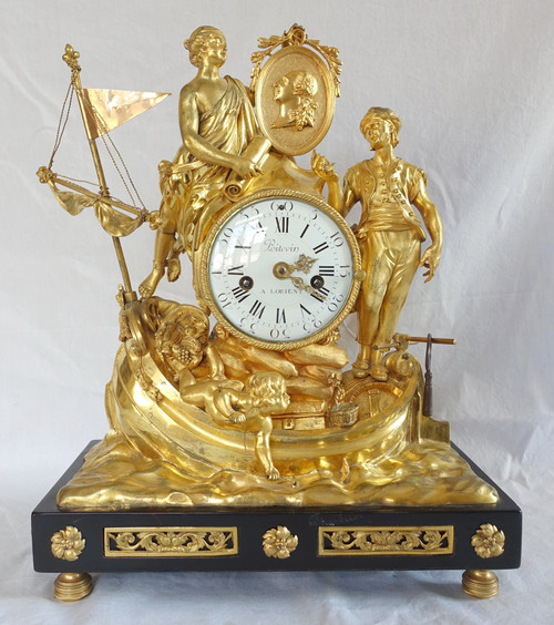 Allegory of maritime trade clock in gilt bronze - Louis XVI period circa 1775