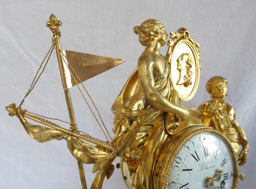 Allegory of maritime trade clock in gilt bronze - Louis XVI period circa 1775