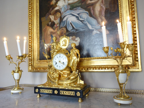 Allegory of maritime trade clock in gilt bronze - Louis XVI period circa 1775