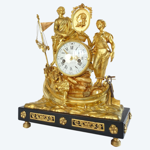 Allegory of maritime trade clock in gilt bronze - Louis XVI period circa 1775