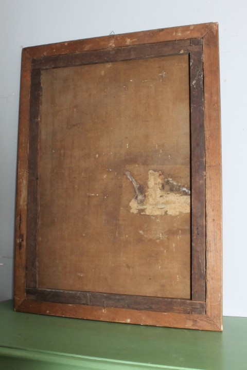 Antico dipinto olio su tela stemma famiglia Manelfi  XVIII sec MIS 108 X 80 
