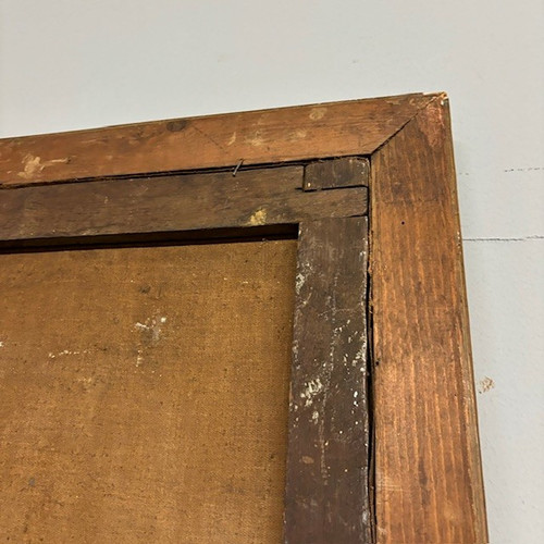 Antico dipinto olio su tela stemma famiglia Manelfi  XVIII sec MIS 108 X 80 