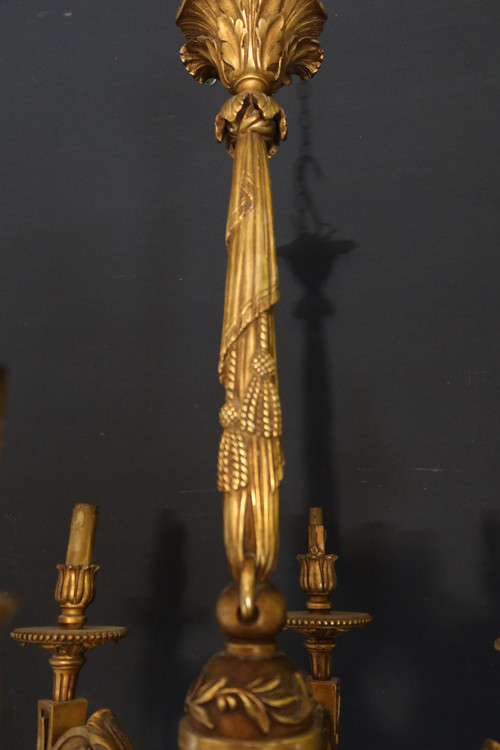 Kronleuchter aus vergoldetem Holz XIX.