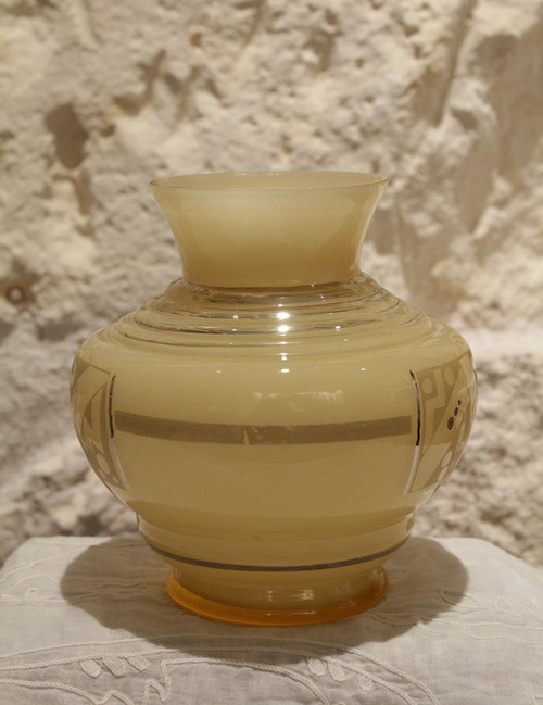 Vase en verre signé D'Argyl vers 1930, Art Déco