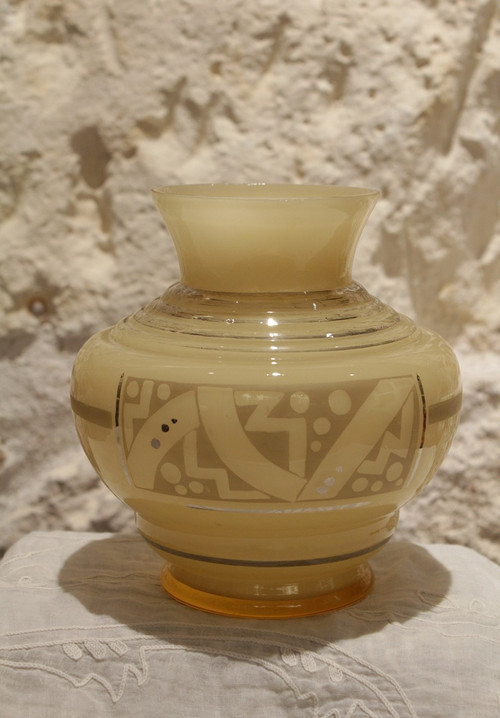 Vase en verre signé D'Argyl vers 1930, Art Déco
