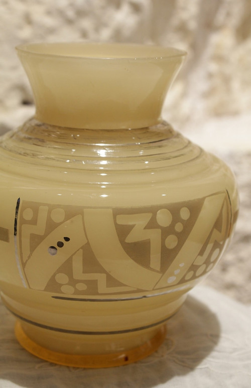 Vase en verre signé D'Argyl vers 1930, Art Déco