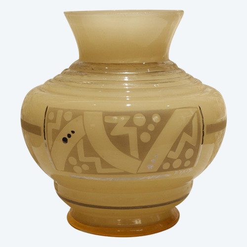 Vase en verre signé D'Argyl vers 1930, Art Déco