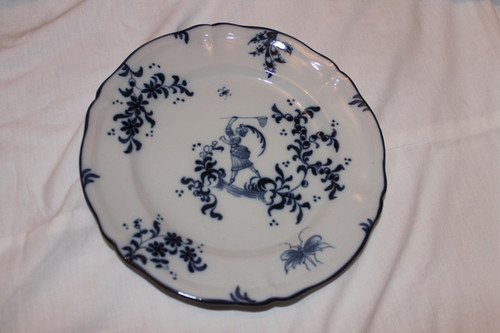 11 assiettes en faïence signées d'Emile Gallé service chasseurs et chasseresses en bleu 19ème