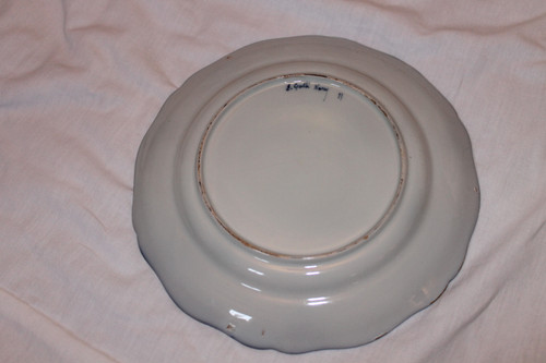 11 assiettes en faïence signées d'Emile Gallé service chasseurs et chasseresses en bleu 19ème