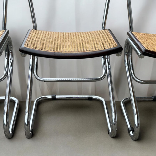 Suite Von Vier Rohrstühlen Vintage Italien Bauhausstil Marcel Breuer Um 1970