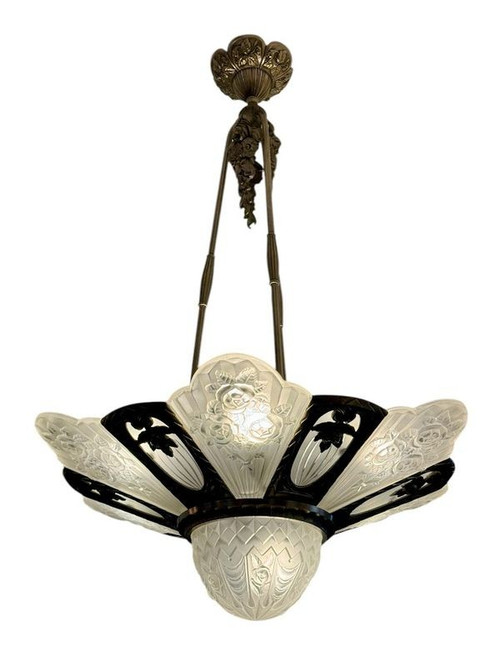 Gilles Large "Aux Roses" Plate Chandelier