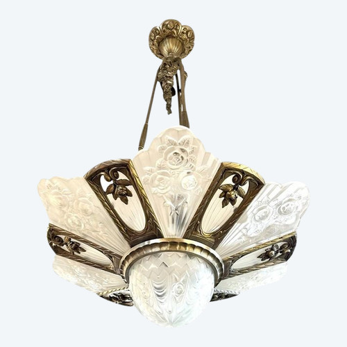 Gilles Large "Aux Roses" Plate Chandelier