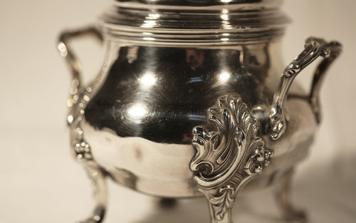 Solid silver sugar pot  450 g 19th century