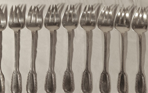 Set of 12 oyster forks  Minerva hallmark 