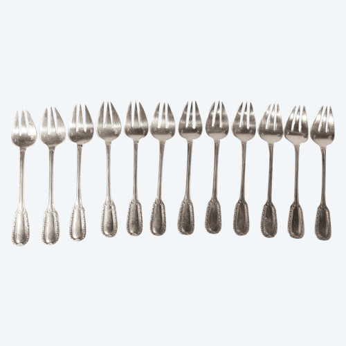 Set of 12 oyster forks  Minerva hallmark 