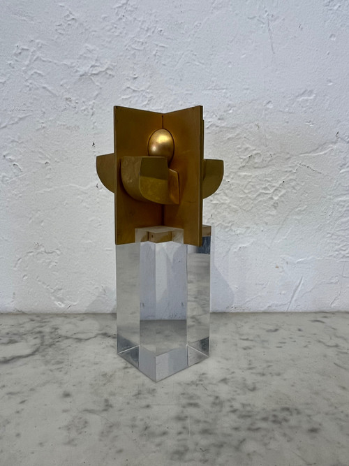 Sculpture - J. L Sanchez - Bronze Et Plexi - Espagne - XX ème