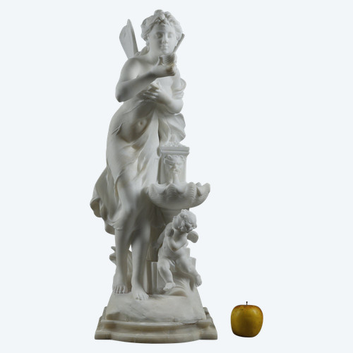 Ninfa alla fontana Scultura in marmo firmata Mathurin Moreau (1822-1912)