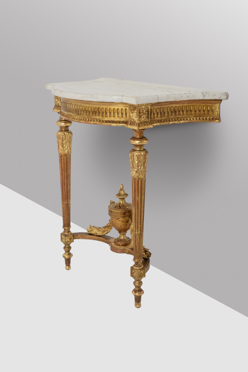 Gilded and carved wood console with marble top. Circa 1880. LS5551B559P