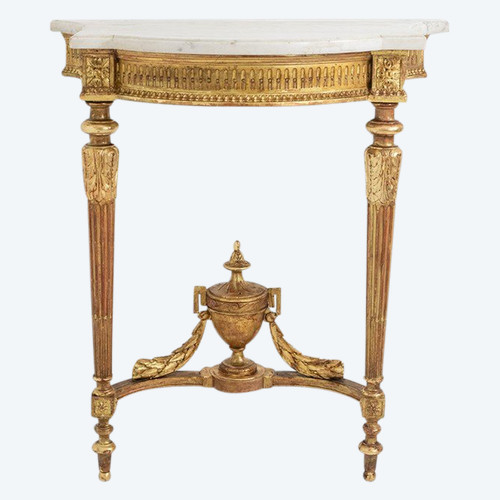 Gilded and carved wood console with marble top. Circa 1880. LS5551B559P