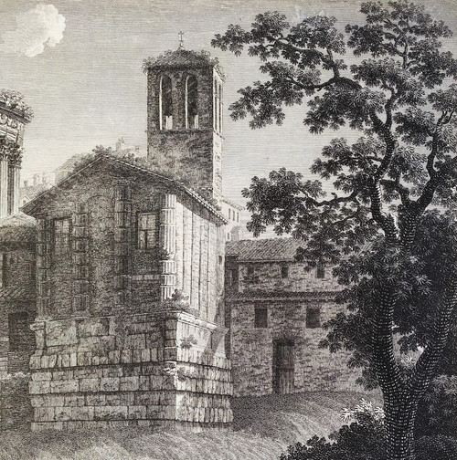  Italia Roma Tempio della Sibilla Incisione del XVIII secolo Architettura