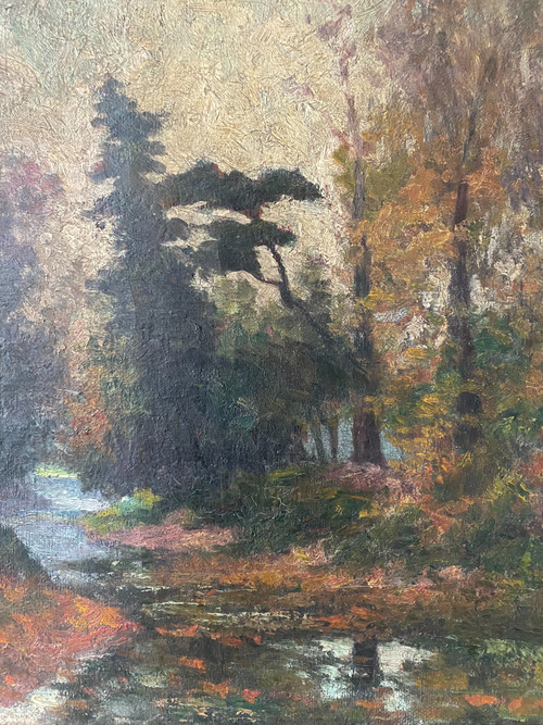 Paesaggio forestale firmato inizi del XX secolo