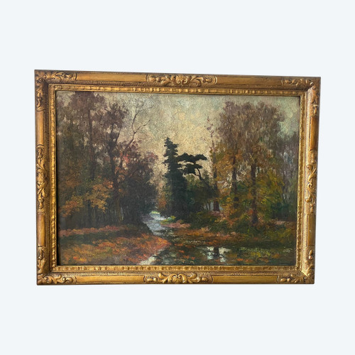 Paesaggio forestale firmato inizi del XX secolo
