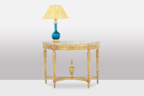 Consolle in legno dorato e marmo breccia di Aleppo. Circa 1780. LS55691657J