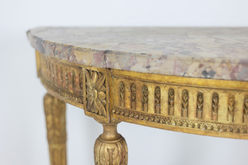 Consolle in legno dorato e marmo breccia di Aleppo. Circa 1780. LS55691657J