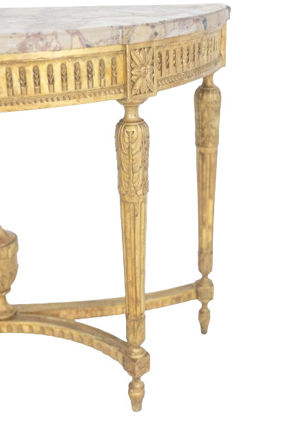 Consolle in legno dorato e marmo breccia di Aleppo. Circa 1780. LS55691657J