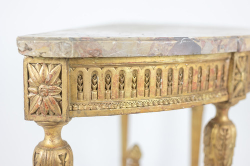 Consolle in legno dorato e marmo breccia di Aleppo. Circa 1780. LS55691657J