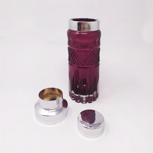 Wunderschöner lila Cocktail-Shaker aus geschliffenem Glas im Bohemian-Stil aus den 1960ern. Hergestellt in Italien