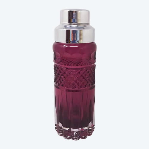 Wunderschöner lila Cocktail-Shaker aus geschliffenem Glas im Bohemian-Stil aus den 1960ern. Hergestellt in Italien