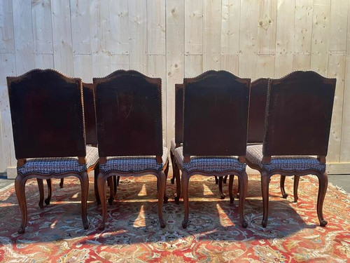 Set of 8 Louis XV style walnut chairs