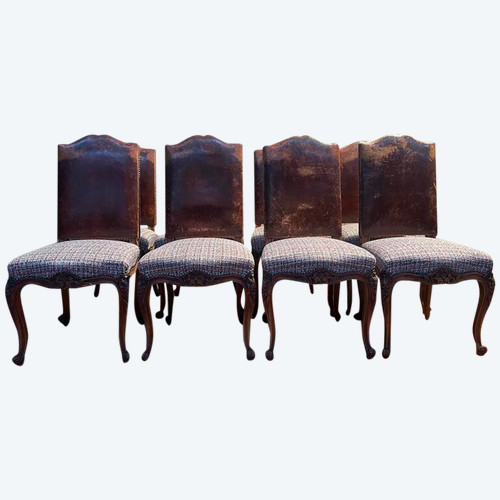 Set of 8 Louis XV style walnut chairs
