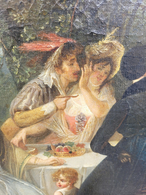 Picnic di campagna, con cornice, inizi del XIX secolo