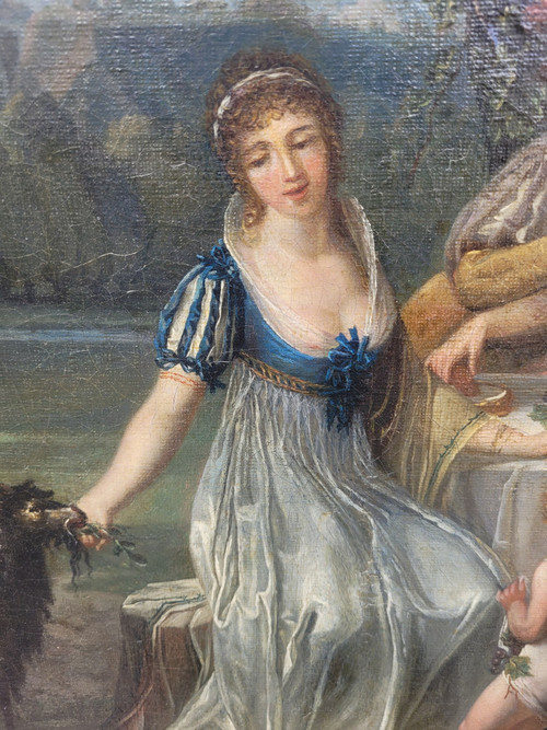 Picnic di campagna, con cornice, inizi del XIX secolo